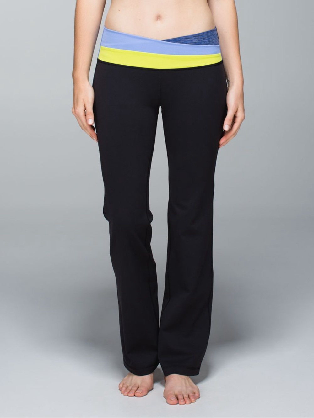 Lululemon Astro Yoga Pants Full-On Luon Flare Wide Leg Black Blue Yellow